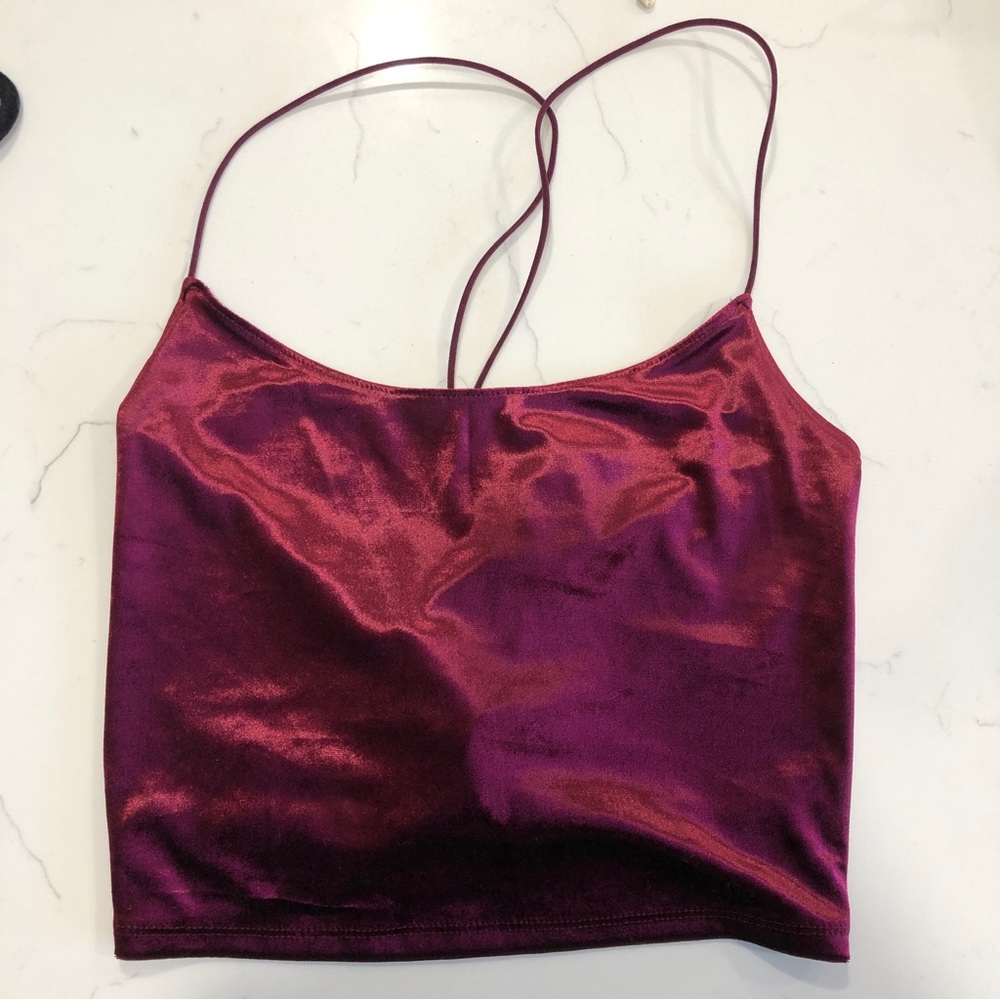 2/$15 🐧Garage Lace-Up Velvet/velour crop tank top - Picture 5 of 5